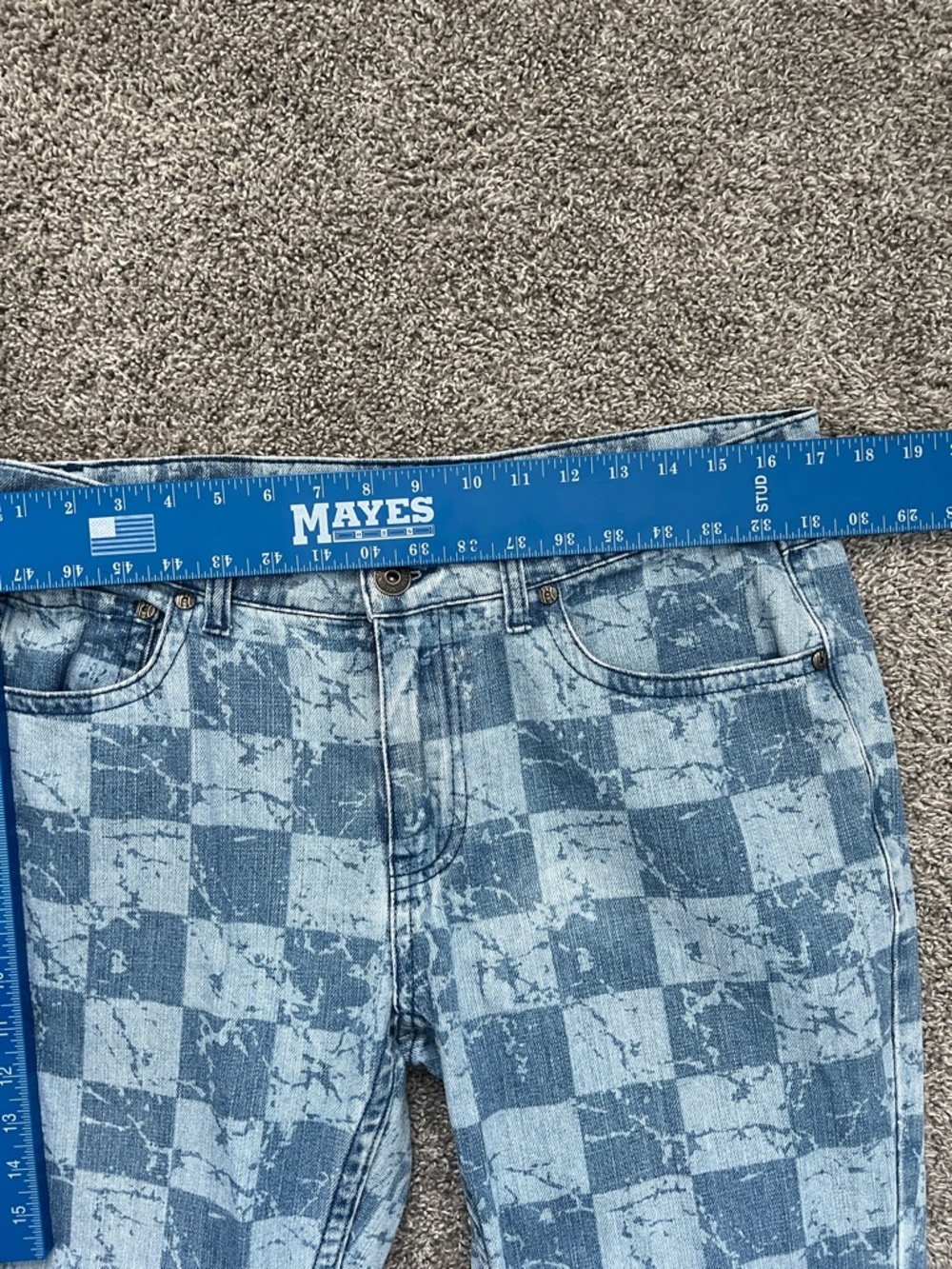 I.N.C. International Concepts Men's Slim-Straight Checkered Denim Jeans - Sz 34W - Picture 12 of 15